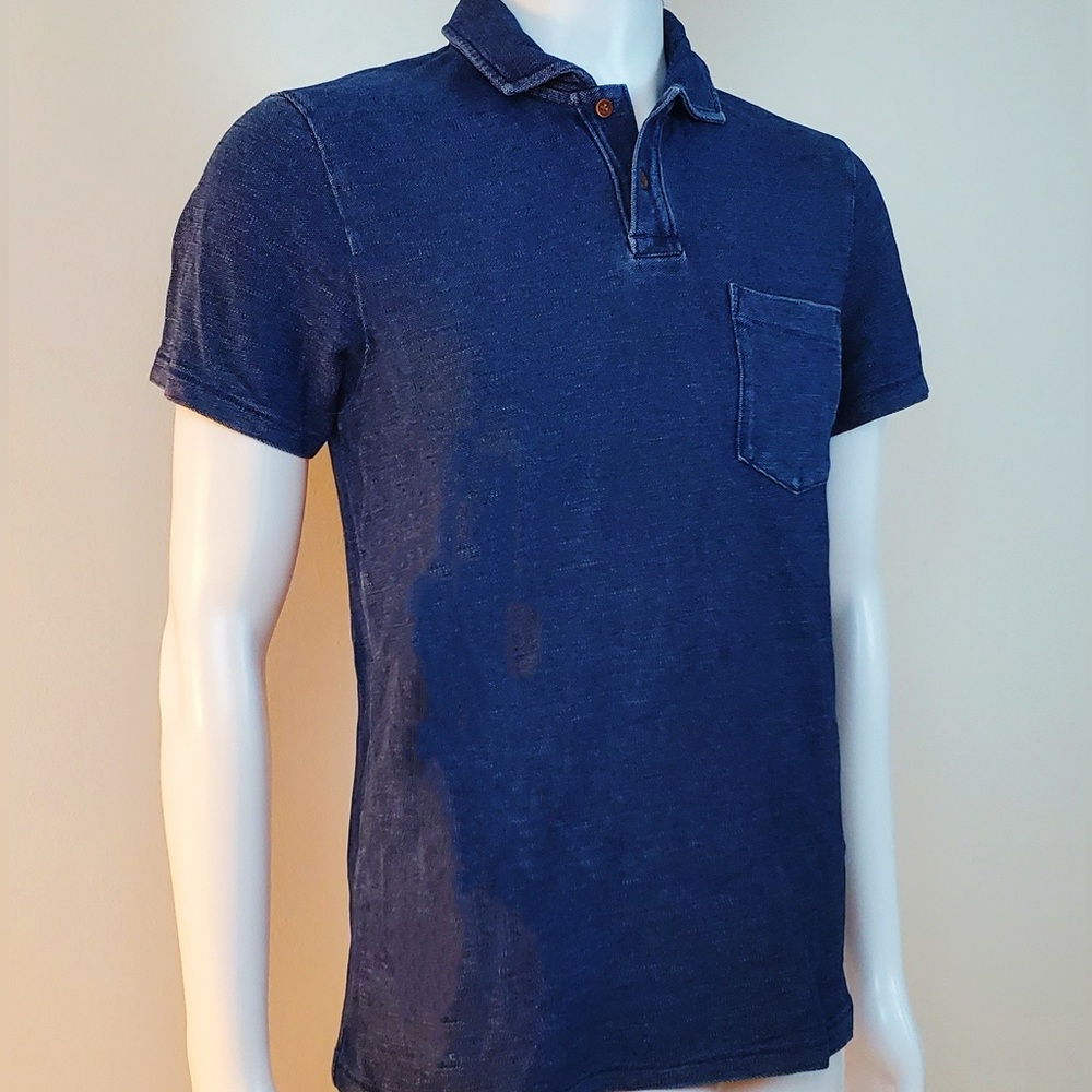 Club Monaco Essential Denim Polo Shirt Short Sleeve Knit Navy Blue